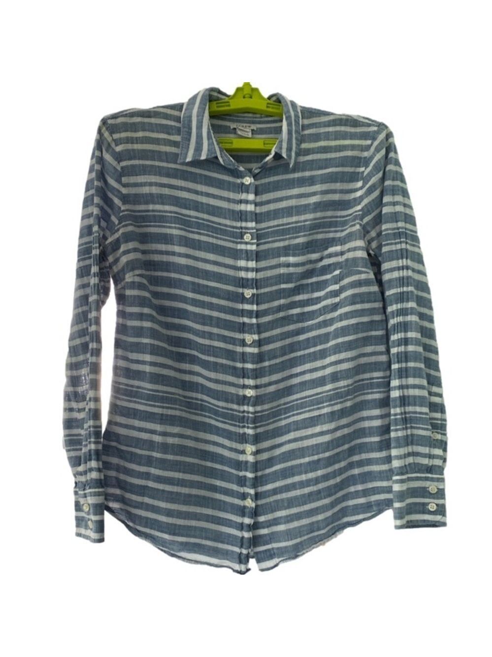 J. Crew Top Collared Button Down Long Sleeve Blue and White Stripes Women’s Sm